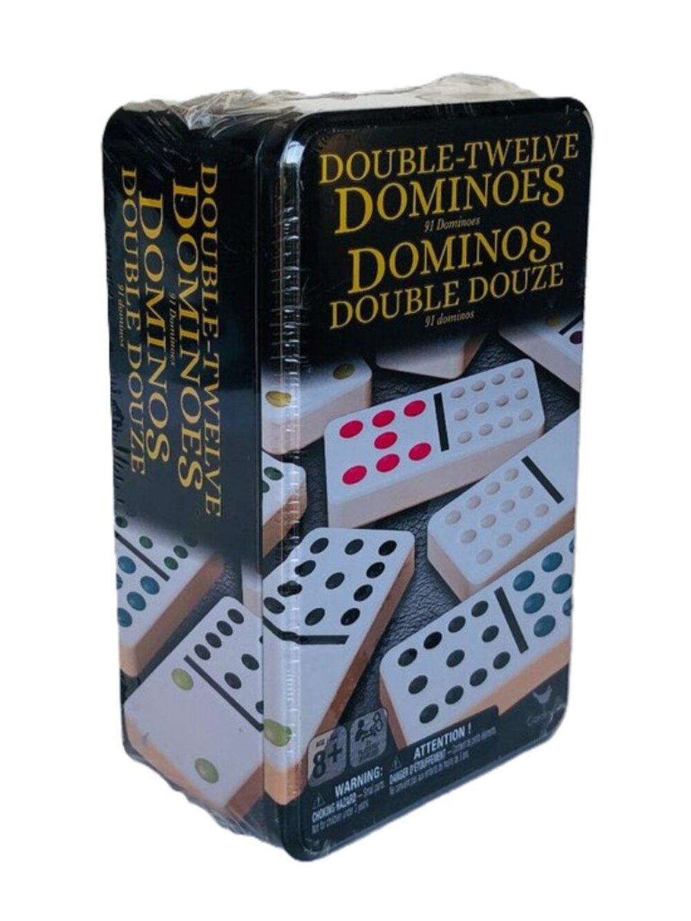 Cardinal Double 12 Color Dot Dominoes Game (91 Pcs.) with Tin Case New Sealed